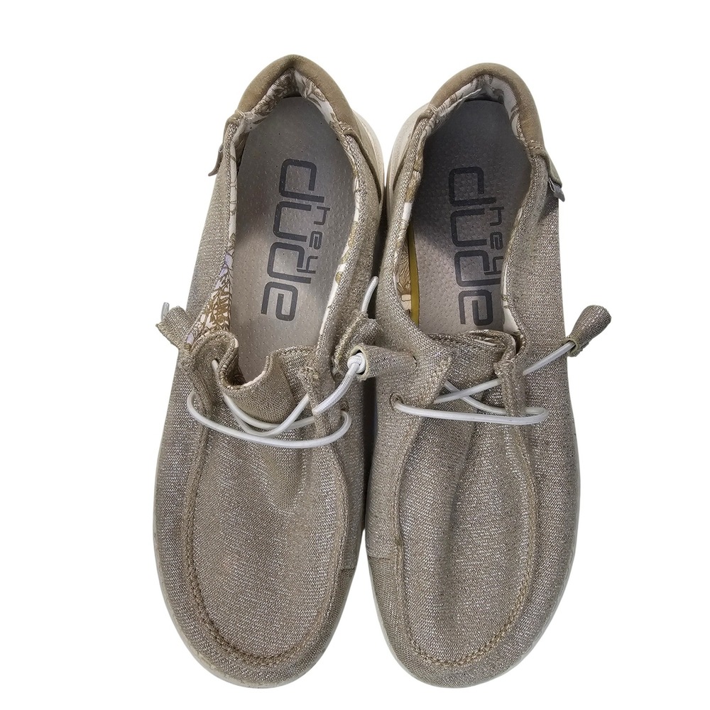 Hey‎ Dude Wendy Stretch Sparkling Beige Women's Slip On Shoes Size 7